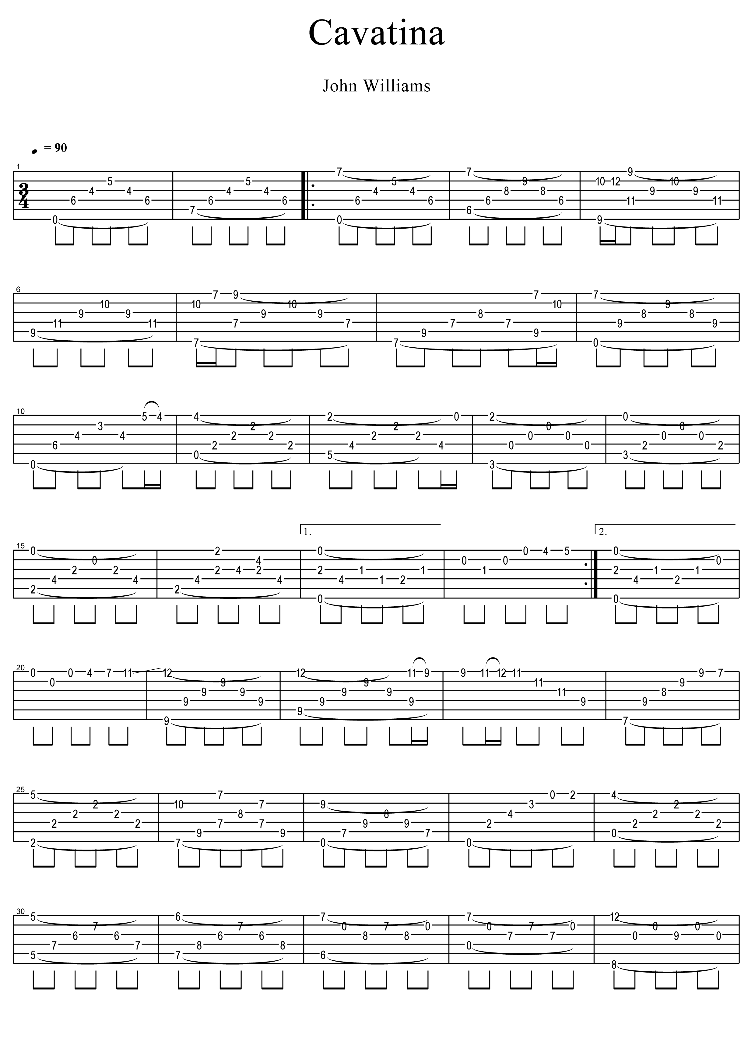 古典吉他名曲 卡伐蒂娜吉他谱(Cavatina)01.png